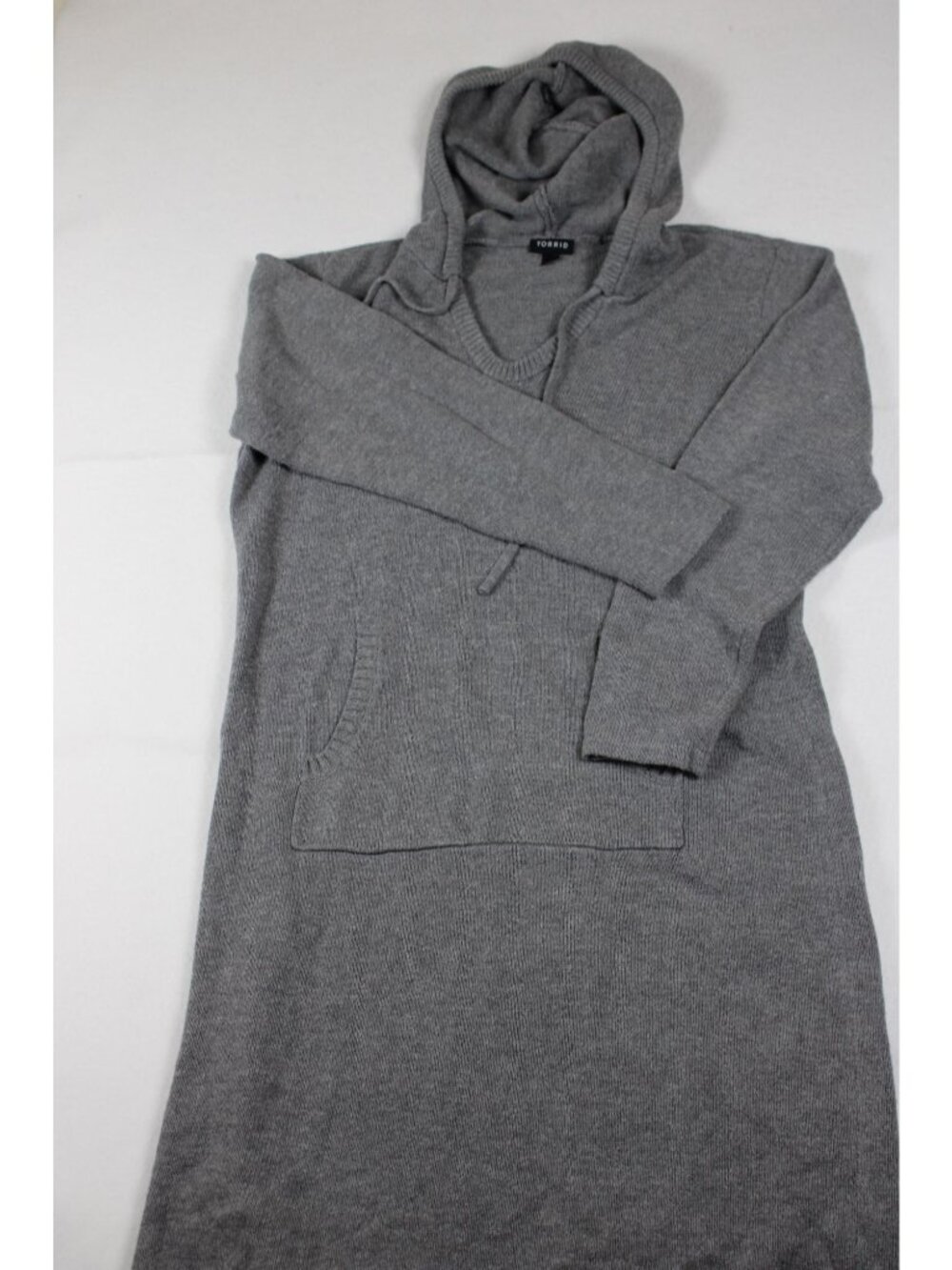 Torrid Gray Knit Hooded Sweater Dress With Front Pocket Size 1